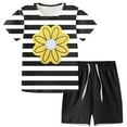 thumbnail image 2 of Fesfesfes Big Girls Outfit Casual Short Sleeve Shirts Drawstring Shorts Sets Flower Printed Kids Outfits Summer Two-piece Set, 2 of 7