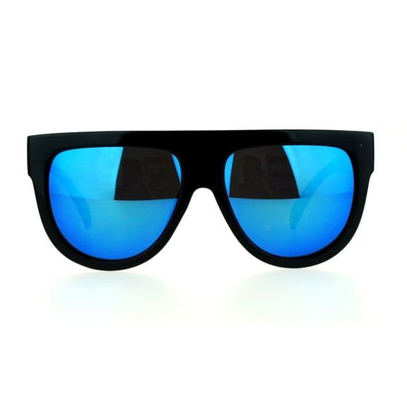 SA106 Mirrored Lens Boyfriend Fit Flat Top Diva Mafia Mob Sunglasses Blue Mirrored