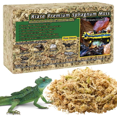 5.3OZ Premium Sphagnum Moss for Reptiles- 6QT Natural Reptile Moss Dried, Forest Live Moss for Terrarium, Frogs Snake Peat Moss Bedding for Leopard Gecko Turtle Anoles Salamanders Orchids
