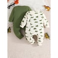 thumbnail image 3 of Bagilaanoe 2 Packs Newborn Baby Boys One-pieces Print Long Sleeve Jumpsuits 3M 6M 9M 12M 18M Infant Romper Casual Clothing, 3 of 8