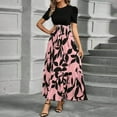 thumbnail image 5 of Summer Dresses For Women Floral Print Wrap Short Sleeve Maxi Dress Ruffle A Line Dress A-Pink, 5 of 7