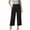 #01 Black 【Mix & Match: Stock Up on Your Favorite Colors】, variant on Women's Casual Solid Cotton Blend 3/4 Length Pants, Elastic Waist Pull-On Trousers with Pockets, Comfortable Mid-Rise Capris for Everyday Wear, Summer Walking, Office, Travel, &