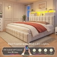 thumbnail image 3 of EnHomee King Size Bed Frame with 4 Storage Drawers & 2 Small Drawers Bed Frame with Headboard and  LED Lights & Charge Station,Beige, 3 of 9