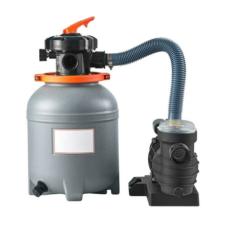 KFFKFF 12" Sand Filter Pump for Above Ground Pools, 2650 GPH, 1/3 HP Pool Pump, Crystal Transparent with 6-Way Valve & Filter Basket