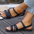 thumbnail image 3 of RUIYANQI Women's Strappy Flat Sandals Open Toe Adjustable Buckle Casual Summer Beach Shoes Comfortable Dressy Sandals For Women Black Women Sandal, 3 of 8