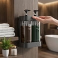 thumbnail image 3 of Dispensador de champú y acondicionador montado en la pared, sin instalación de taladro, sistema de ducha recargable con múltiples cámaras for uso en baños y hoteles, 3 of 8