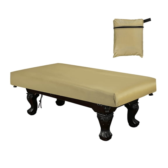 Uxcell Billiard Pool Table Cover, Waterproof Dustproof Billiards Accessories with Storage Bag, 8 ft & Oxford & Silver-Plated & Beige - Fitting For(Snooker Billiard Table/Outdoor/Indoor)