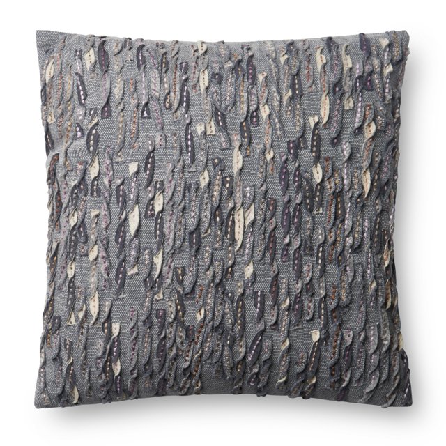 Loloi Rugs P0605 Gray Textured Throw Pillow