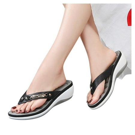 

Women Ladies Crystal Comfortable Flip Flops Wedges Slipper Sandals Casual Shoes