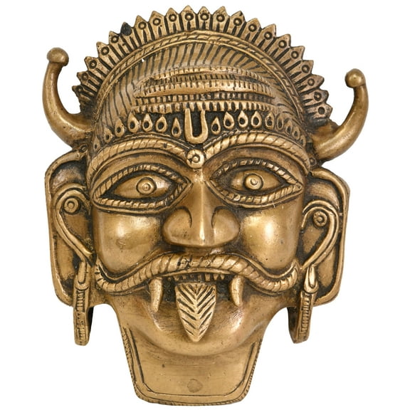 5" Bhairava Wall Hanging Mask In Brass | Handmade | Made In India - Brass Statue