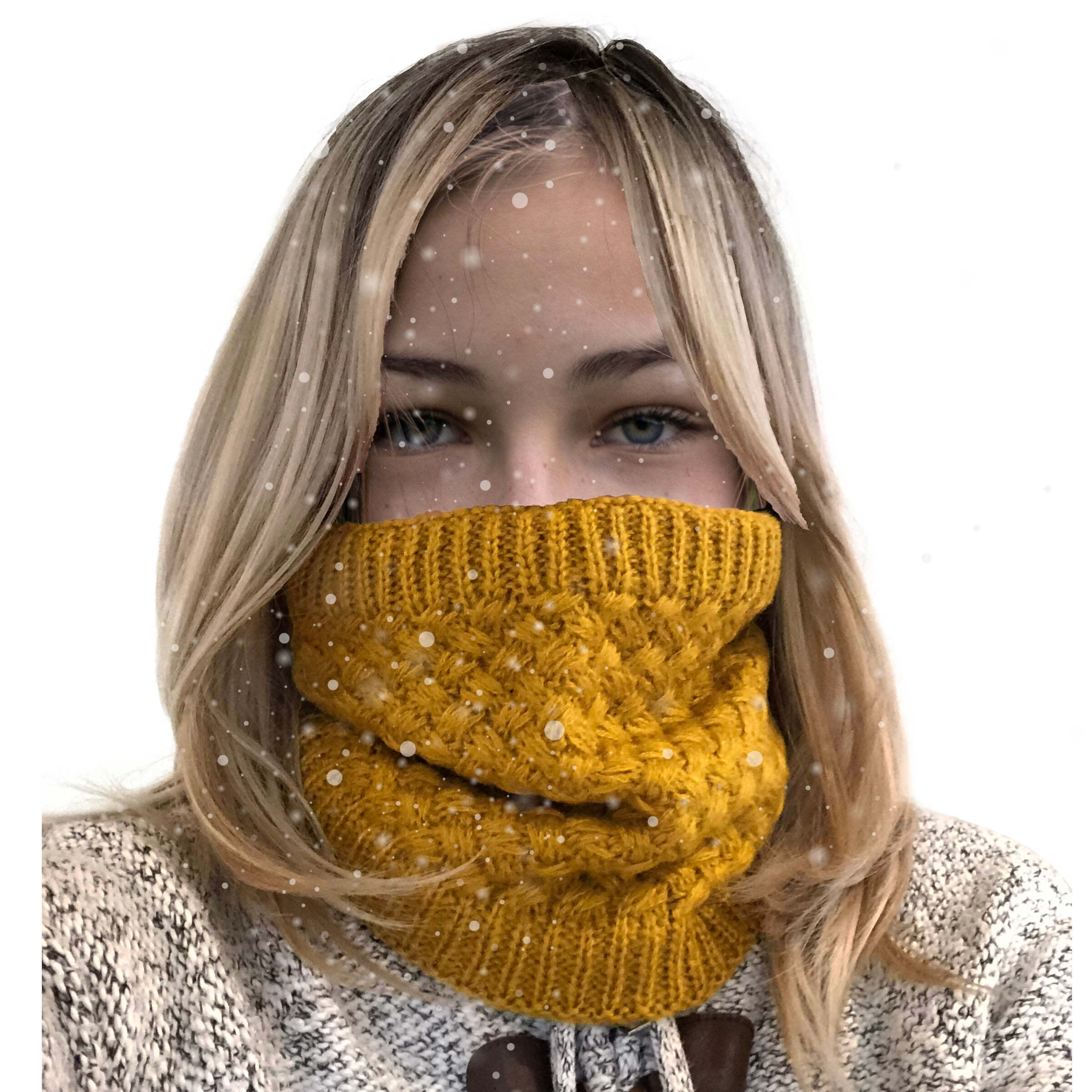Winter Knit Neck Warmer Tube Scarf Furry Inside for Men & Women (Mustard  Yellow Solid)