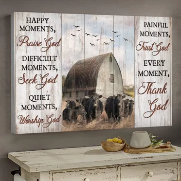 Poster Cows On Farm - Every Moment Thank God - Jesus Landscape, Print ... Wall Art, Unframed Prints For Home Or Office, Perfect Gift For Everyone, 8x12