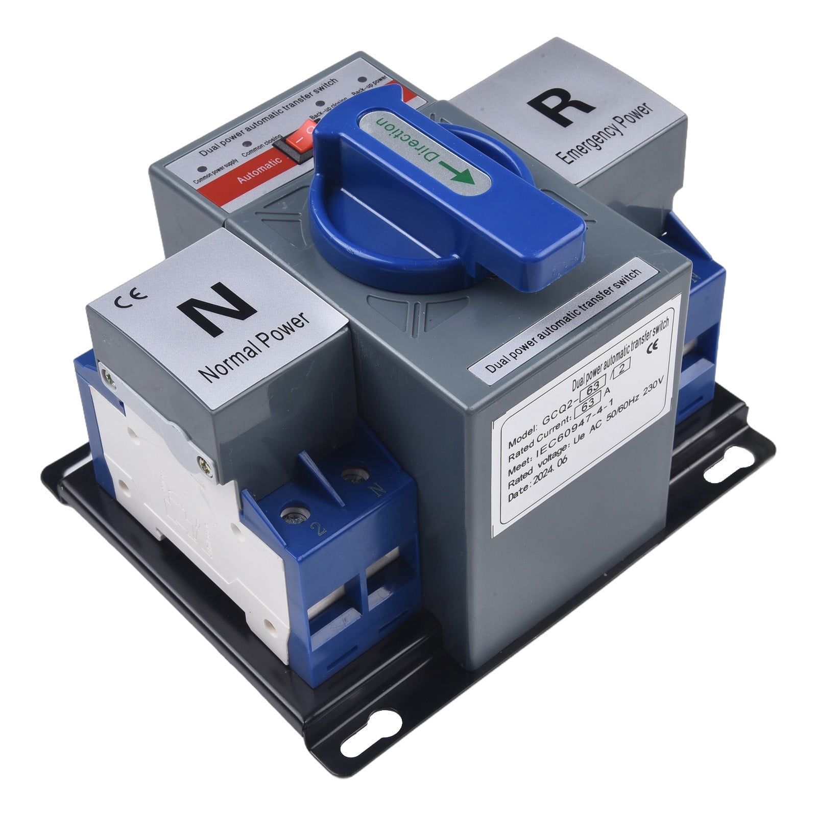 63A 2P ATS Dual Power Automatic Transfer Switch Generator Changeover Switch