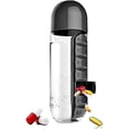 thumbnail image 1 of Pastillero organizador con botella de agua, caja de almacenamiento de medicina diaria y combinación de botella de agua, botella de agua de 7 días (negro), 1 of 5
