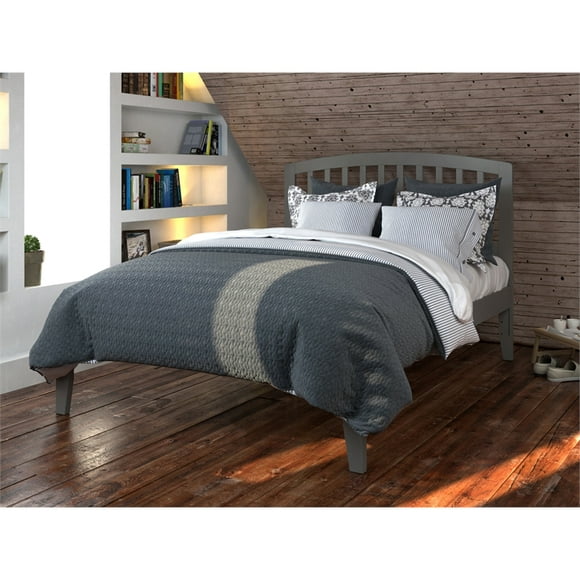 AFI Richmond Full Solid Wood Platform Bed with USB Charger in Gray