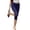 Dark Blue #049, variant on Women Y2K Fold Over Capri Leggings Elastic High Waist Knee Length Stretch Yoga Pants Slim Fit Going Out Crop Trouser, M