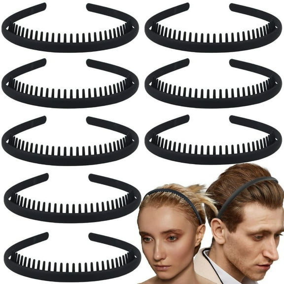 8 PCS Non-Slip Teeth Comb Headbands, Effortless Comfort & Secure Hold Skinny Hair Bands, All-Day Wear for Women Men Teens