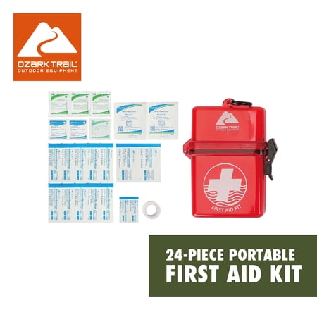 Ozark Trail First Aid Kit, 24-Piece, Water-Resistant O-Ring Sealed Case