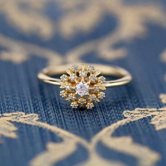 1Ct Round Cut Lab-Created Diamond Women Engagement Ring 14k Yellow Gold Plated