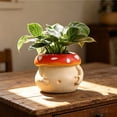 thumbnail image 1 of Maceta de resina colorida con espacio para bolígrafo y planta pequeña, diseño caprichoso de barriga y taza de café para suculentas, cactus, hierbas y decoración de escritorio., 1 of 8