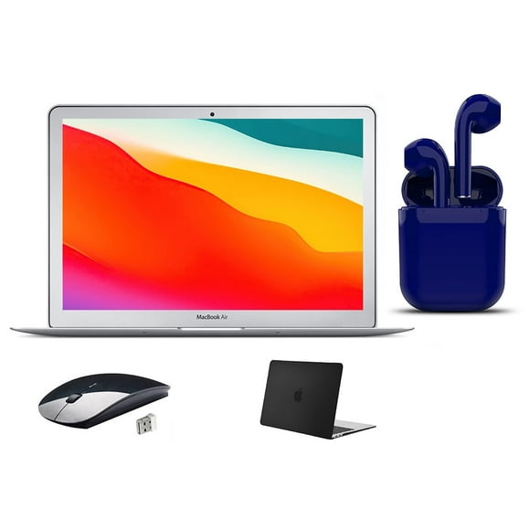 Refurbished Apple 13.3-inch MacBook Air Intel Core i5 4GB RAM Mac OS 128GB SSD Intel HD Graphics Bundle: Black Case, Wireless Mouse, Bluetooth/Wireless Airbuds By Certified 2 Day Express(Refurbished)