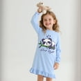thumbnail image 2 of DDSOL Toddler Girls Nightgown Long Sleeves Panda Nighties Princess Sleep Dress Blue 4T, 2 of 6