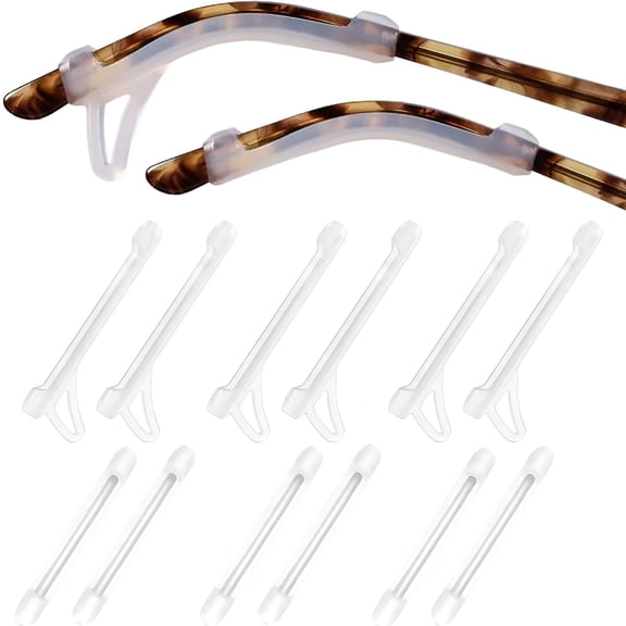 GJX Glasses Ear Cushion - Anti-Slip Eyeglasses Ear Grips Sleeve - Silicone Soft Glasses Ear Hook Holder for Men,Women,Kids Sports,Study,and Work (WHITE,6 Pairs)