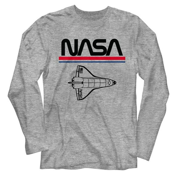 NASA Worm Logo And Shuttle Gray Heather Long Sleeve T-Shirt