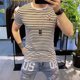 thumbnail image 4 of Ropa Algodón Vintage Camisetas para hombre Top gótico Verano Camiseta para hombre Rayas Ropa de calle Bordado Suave Grunge Jaspeado Básico S, 4 of 4