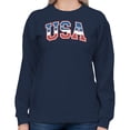 thumbnail image 2 of Smartprints USA Red White Blue Patriotic Graphic Women's Sweatshirt, Navy, S, 2 of 3