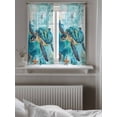 thumbnail image 5 of Turquoise Turtle Curtains 45 Inch Length, Sheer Curtains for Bedroom Living Room Window Farmhouse Coastal Starfish Seaweeds Rod Pocket Voile Drapes Kitchen Curtains Small Half Window 42"x45" 2 Panels, 5 of 6