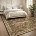 thumbnail image 3 of ODIKA Distressed Scroll Throw With Central Motif And Symmetrical Layout for King Size Bedroom, Master Suite, Under Bed, Foldable Easy Care, 3 of 7