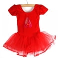 thumbnail image 3 of 3-7T Kids Gymnastics Leotards Ballet Shoe Pattern Girls Short Sleeveless Dancewear Tulle Dress, 3 of 4
