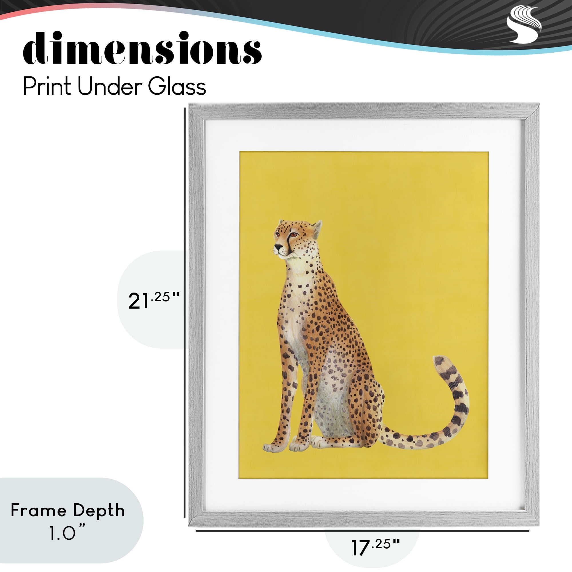 Stupell Industries Cheetah on Vibrant Yellow Gray Framed Print Under Glass, design by Karolina Sato