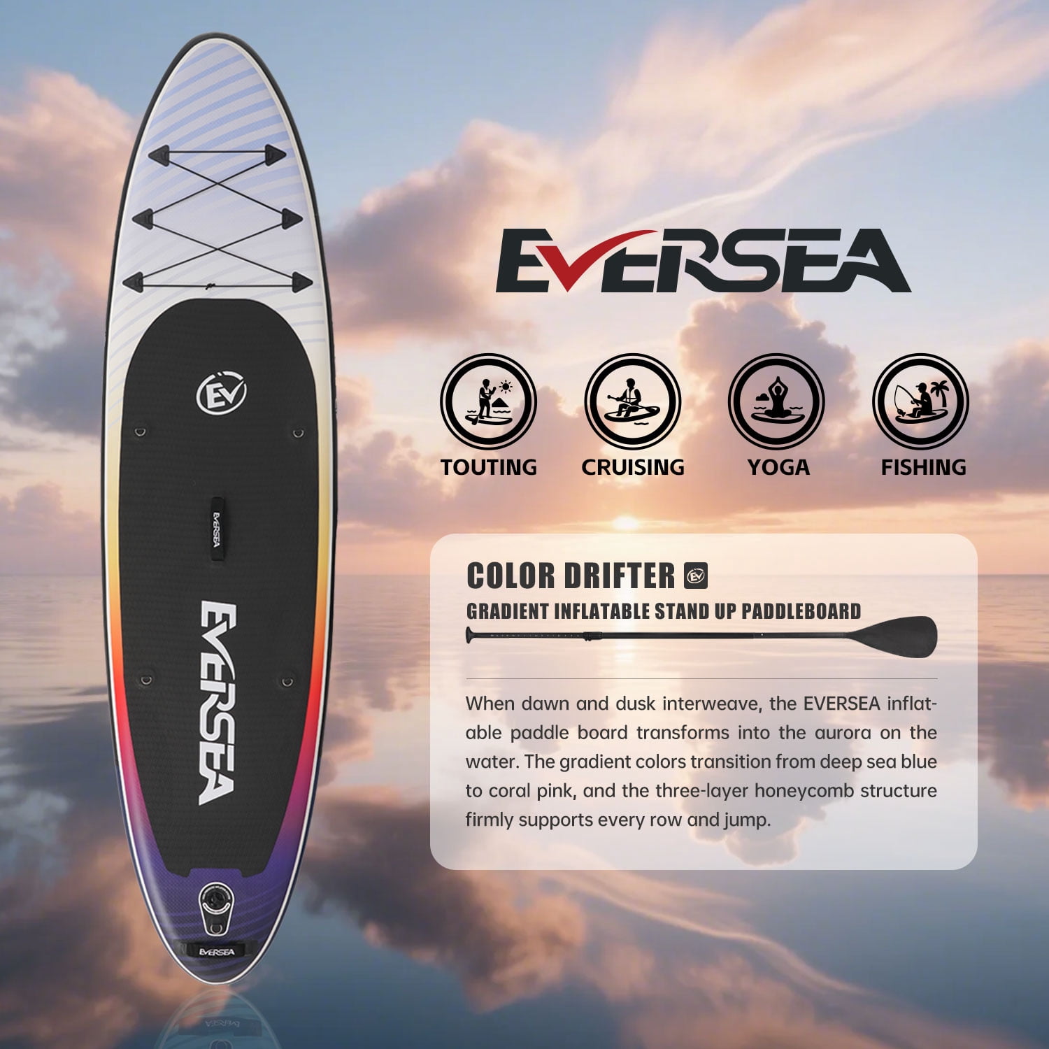 MSEASFREE Inflatable Stand up Paddle Board 10 ft All-Purpose Inflatable Paddleboard with Full SUP Accessories