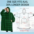 thumbnail image 4 of Oversized Wearable Blanket Hoodie,Green Black Checkerboard Checkered Pattern Sherpa Blanket Hoodie with Super Pockets,Super Warm Fuzzy Pullover for Women & Men, 4 of 6