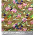 thumbnail image 1 of Soimoi Rayon Fabric Leaves,Floral & Hummingbird Bird Print Fabric by Yard 42 Inch Wide, 1 of 3