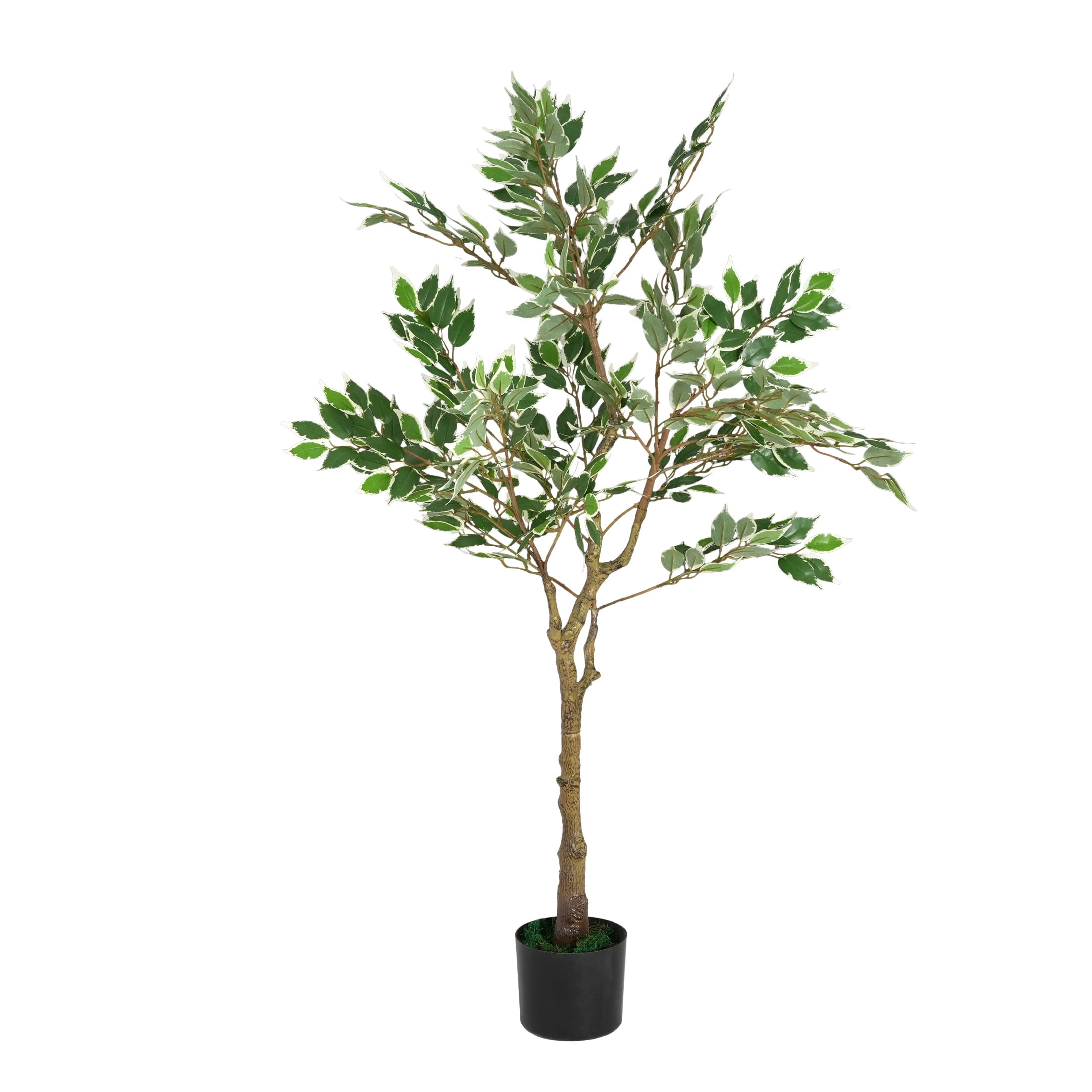 Christopher Knight Home 51" Artificial Ficus Tree in Black Plastic Pot, Pre-Potted Faux Greenery Tree for Home Decor