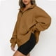 thumbnail image 4 of Puntoco Mujer Moda Casual Cremallera Sólida Turn-Down Collar Manga Larga Sudadera tops Blusa con Bolsillo Puntoco Puntoco-452, 4 of 7