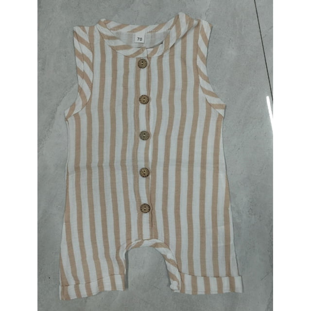 Kmbangi Combinaison Rayée pour Bébé Sans Manches Col Rond Été Vêtements pour Filles Garçons 0-24M