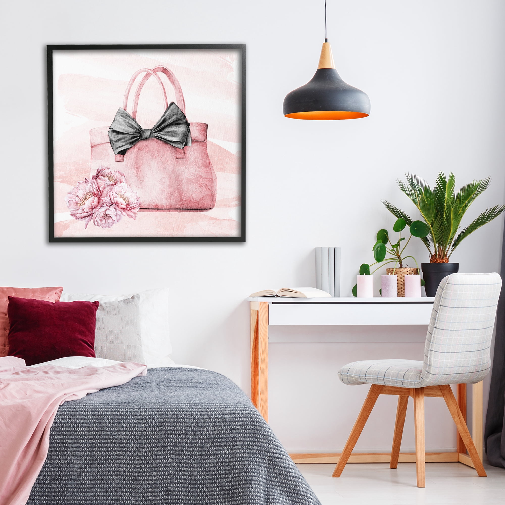 Stupell Industries Glam Time Handbag Black Framed Giclee Art, design by Kim Allen