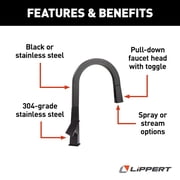 Lippert 2021090602 Pull-Down Faucet, Matte Black