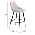 thumbnail image 3 of Piccolo Barstool Gray Barstool, Modern Style, Soft and smooth velvet fabric, Plywood, Indoor Bar, 3 of 10