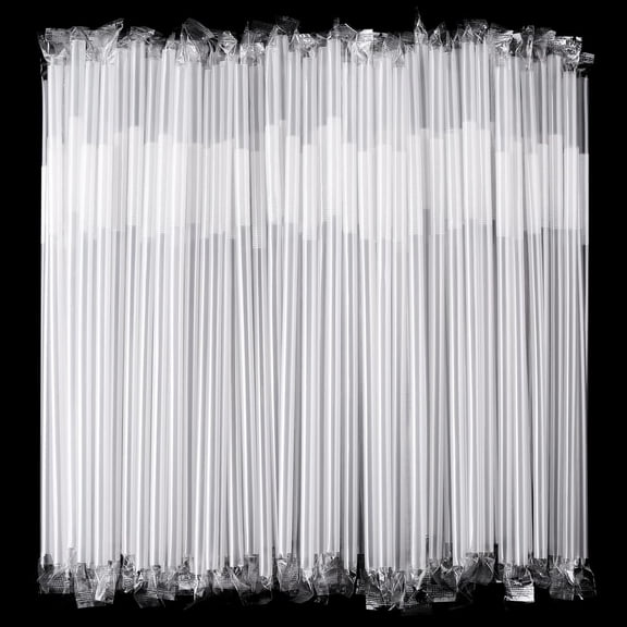 Topboutique 100 Pcs Individually Wrapped Straws,Clear Flexible Plastic Straws,Disposable Bendy Straws,Jumbo Boba Smoothie Milkshake Straws,Drinking Straws with Angled Tip,9.1" Long-0.43'' Diameter