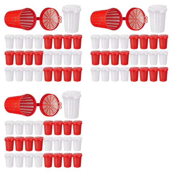 60 Pcs Fishing Bait Cage Trap Fish Lure Feeder Basket Plastic Bait Bucket for Crawfish Shrimp Earthworm Crab Carp