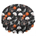 thumbnail image 2 of Basketball and Silhouette Black Pattern Round Tablecloth 70"x70", Wrinkle Resistant Wipeable Table Cover for Kitchen Dining Room Picnic Patio and Party, 2 of 6