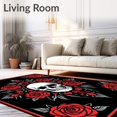 thumbnail image 2 of ODIKA 8'x10' Machine Washable Non-Slip Area Rug, Gothic Rose Skull Garden Decorative Floor Covering High Traffic Rug with Pad, Red, 719582, 2 of 8