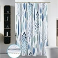 thumbnail image 3 of Stall 36"x72" Cute Watercolor Floral Shower Curtain Set with Hooks,Blue Botanical Leaves Bathroom Curtain,Modern Minimalist Waterproof Bath Curtains for Bathroom Decor, 3 of 6