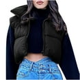 thumbnail image 2 of jsaierl Cropped Puffer Vest Women Full Zip Sleeveless Padded Jacket Solid Stand Collar Down Top Quilted Bubble Waistcoat, 2 of 6