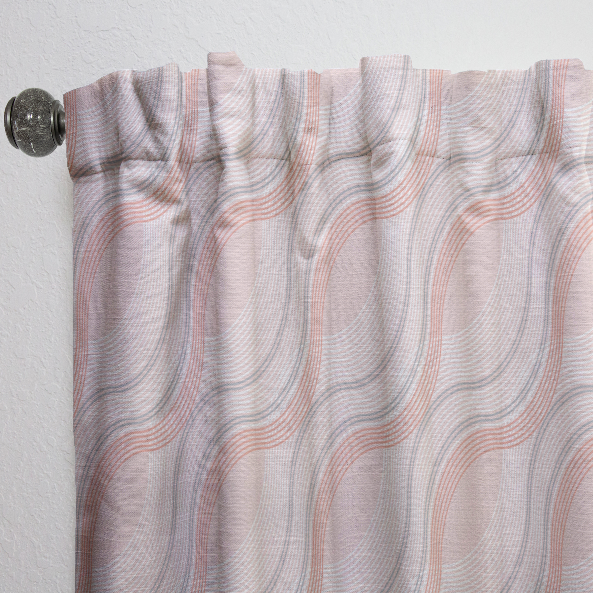 Designart 'Pink Elegant Pastel Waves Retro' Mid-Century Modern Curtain Panel